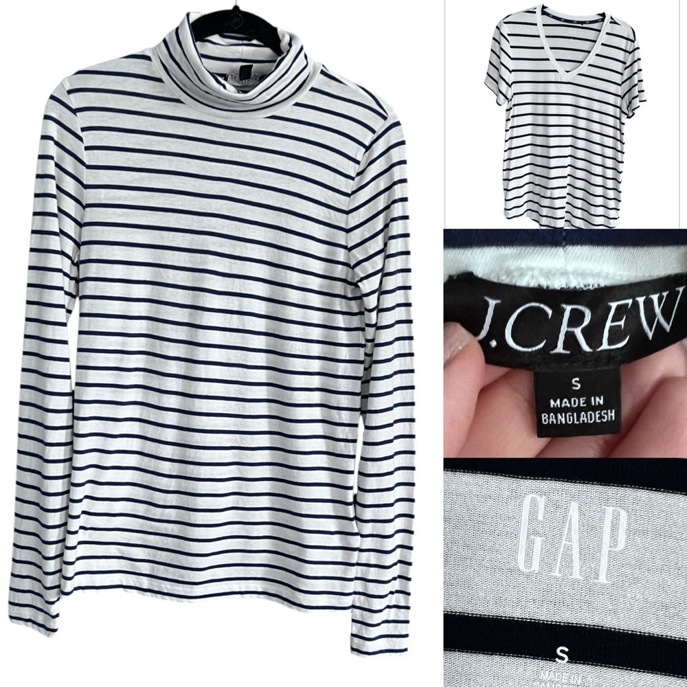 Preppy Stripe Bundle Of Two Tops Navy White Size … - image 1